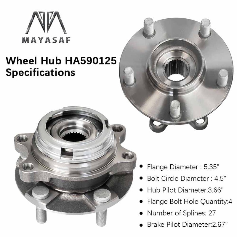 MAYASAF HA590125 [AWD Only, w/ABS] Front Wheel Hub Bearing Assembly 5 Lugs w/ABS Fit Selected Infiniti AWD Models EX35/G35/M35/G37/FX45/FX50 (1 Pack) - Image 2